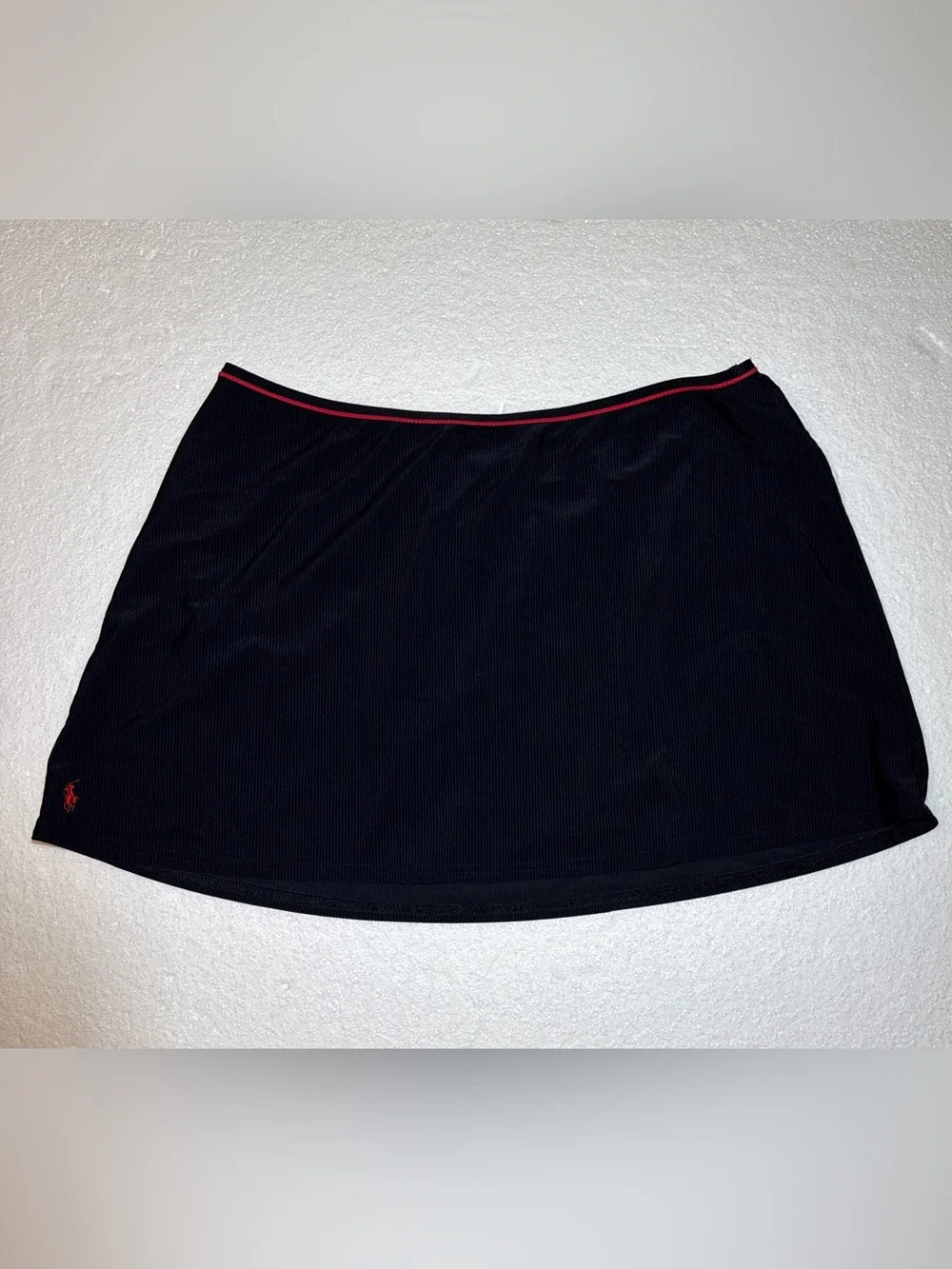 Polo Sport by Ralph Lauren Ribbed Black Mini Skirt with Red Trim Pony Logo